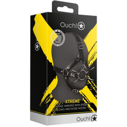 Ouch! Xtreme Bâillon avec Crochet nasal Gag Cross noir